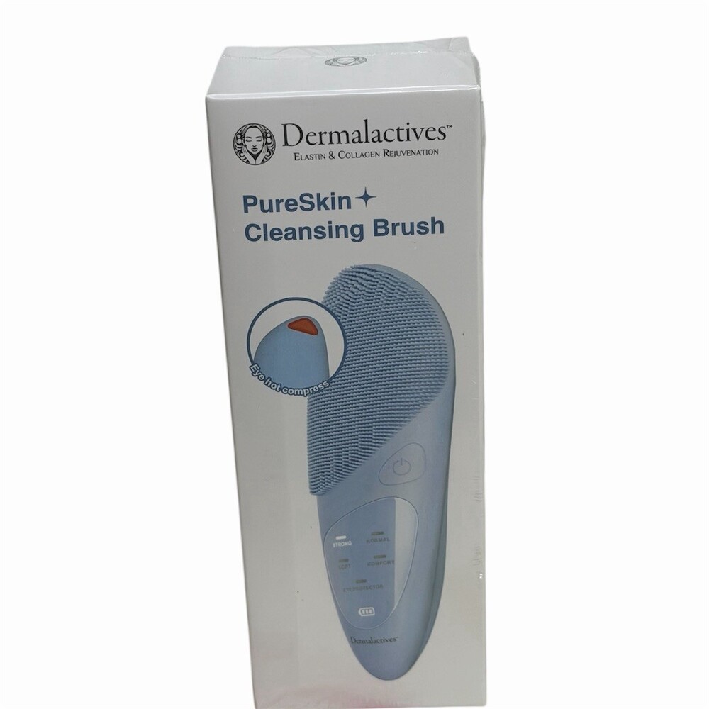 Dermalectives Electric Facial Cleansing Brush Blue Sonic Silicone 5 Modes USB